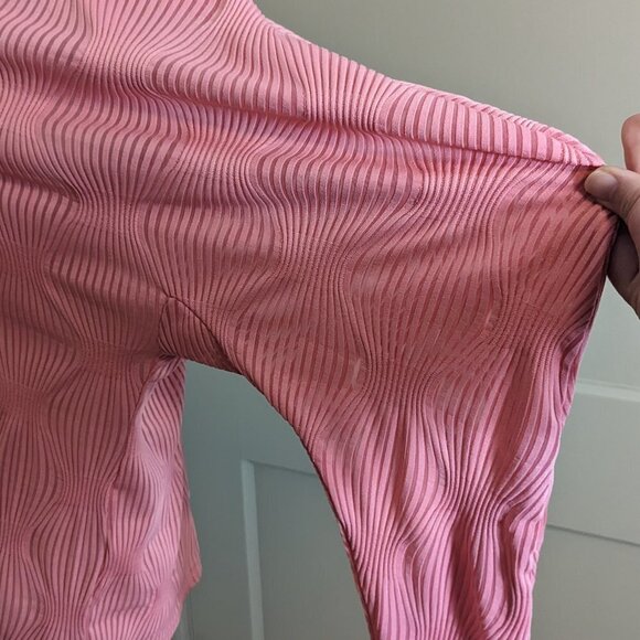 Zara Dolman Balloon Sleeve Textured V Neck Top Pink Boho Soft Girl Fem Coastal - Picture 5 of 7